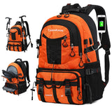 Large capacity multi compartment waterproof travel bag, with USB hiking backpack