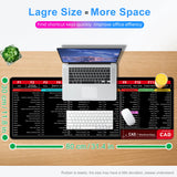 Office Shortcuts Mouse Pad Large Extended for AutoCAD Big Keyboard Mousepad Gaming Desk Mat Stitched Edge Non-Slip Base