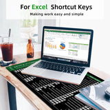 Excel Shortcuts Mouse Pad Large Extended Office Computer Desk Mat Big Keyboard Mousepad with Stitched Edge Non-Slip Base