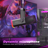 Dynamic Microphone with Touch Mute Button,Headphone jack,I/O Controls,for PC PS5/4 mixer,Gaming MIC Ampligame AM8