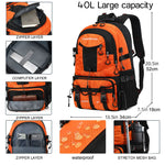 Large capacity multi compartment waterproof travel bag, with USB hiking backpack