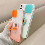 Slide Camera Protection Gradient Clear Case For iPhone - Pink