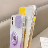 Slide Camera Protection Gradient Clear Case For iPhone - Blue