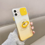 Slide Camera Protection Gradient Clear Case For iPhone - Yellow